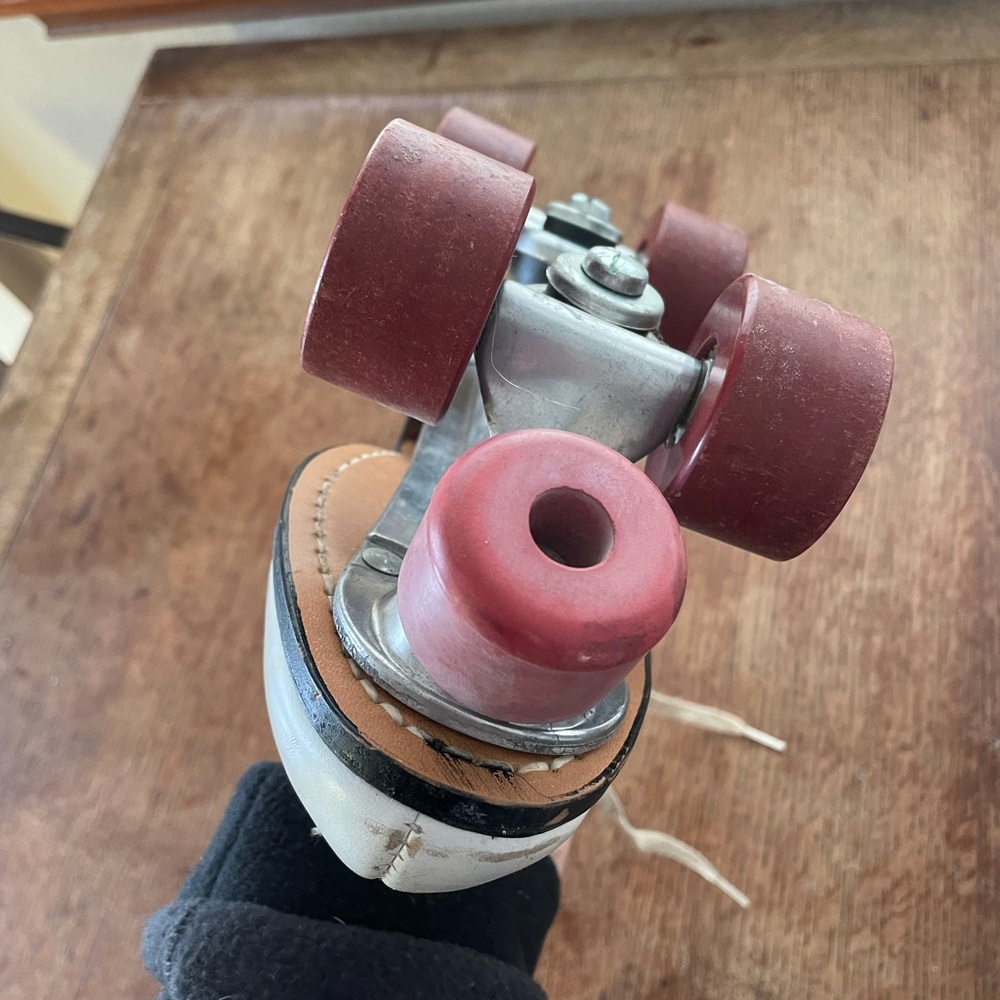 Vintage White Leather Roller Derby Skates Gem